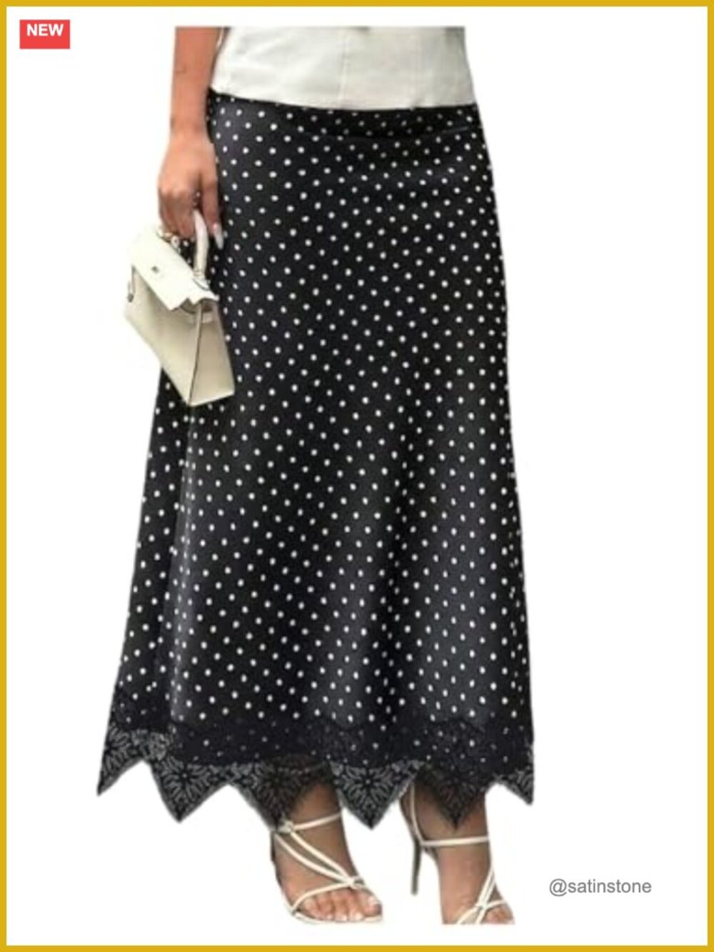 Women's Polka Dot Lace A-Line Maxi Skirt Flowy Elegant Cocktail